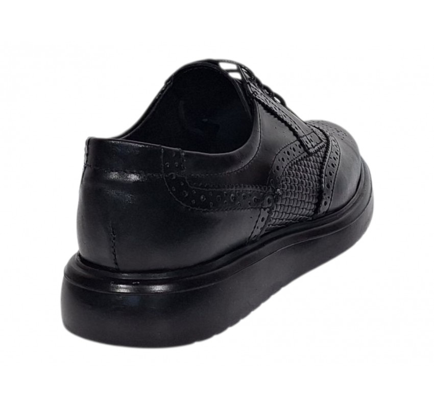 Pantofi Brogue Derby Casual - Eleganti barbati din piele naturala culoare neagra DeSuceava GK826ORTN