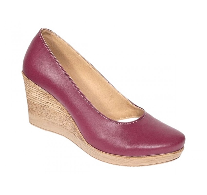 Pantofi dama casual din piele naturala box cu platforma de 7 cm Mara Grena