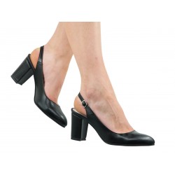 Pantofi dama eleganti decupati din piele naturala - Model Angelyna Negru Box