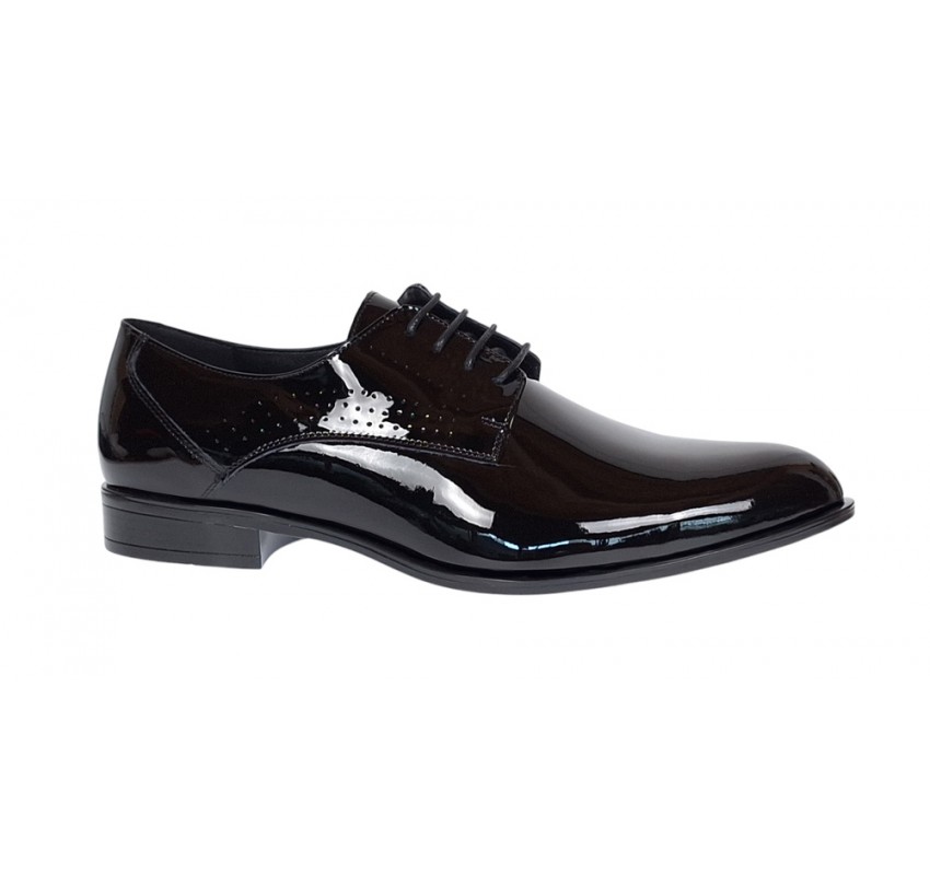 Pantofi barbati eleganti din piele naturala calapod lat Negru Lacuit GKR016NL Pantofi barbati eleganti din piele naturala calapod lat Negru Lacuit GKR016NL