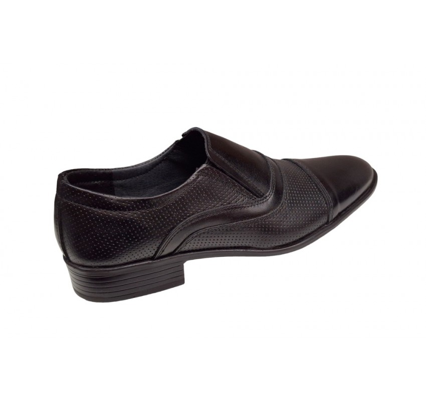 Pantofi barbati, eleganti, piele naturala, negru - GKR01N