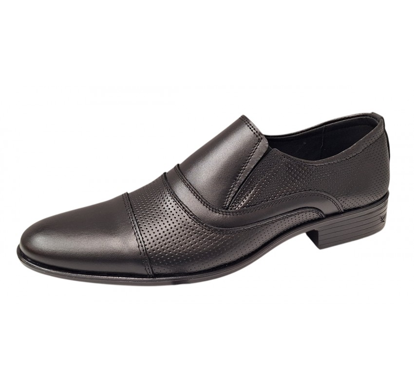 Pantofi barbati eleganti din piele naturala de culoare neagra GKR01N