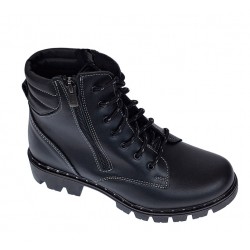 Ghete dama din piele naturala imblanitie cu fermoar Negru, Luiza GKR02NB