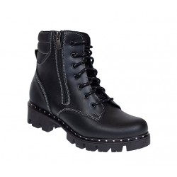 Bocanci dama din piele naturala imblaniti cu fermoar Negru GKR02NP Bocanci dama din piele naturala imblaniti cu fermoar Negru GKR02NP