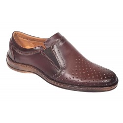 Pantofi barbati cu perforatii din piele naturala Maro Cognac GKR03M