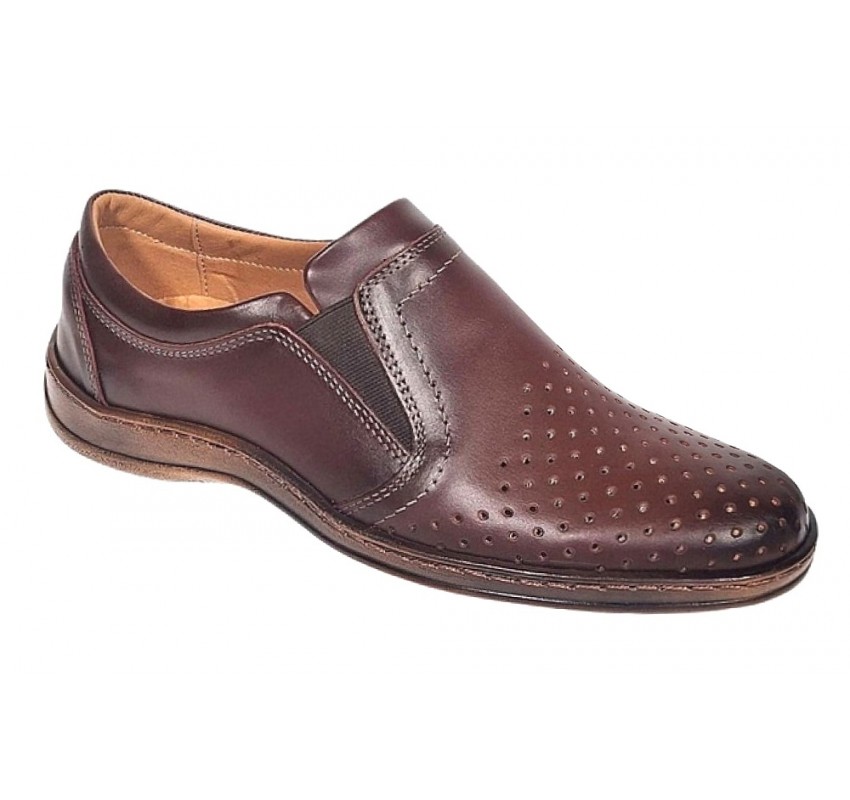 Pantofi barbati cu perforatii din piele naturala Maro Cognac GKR03M