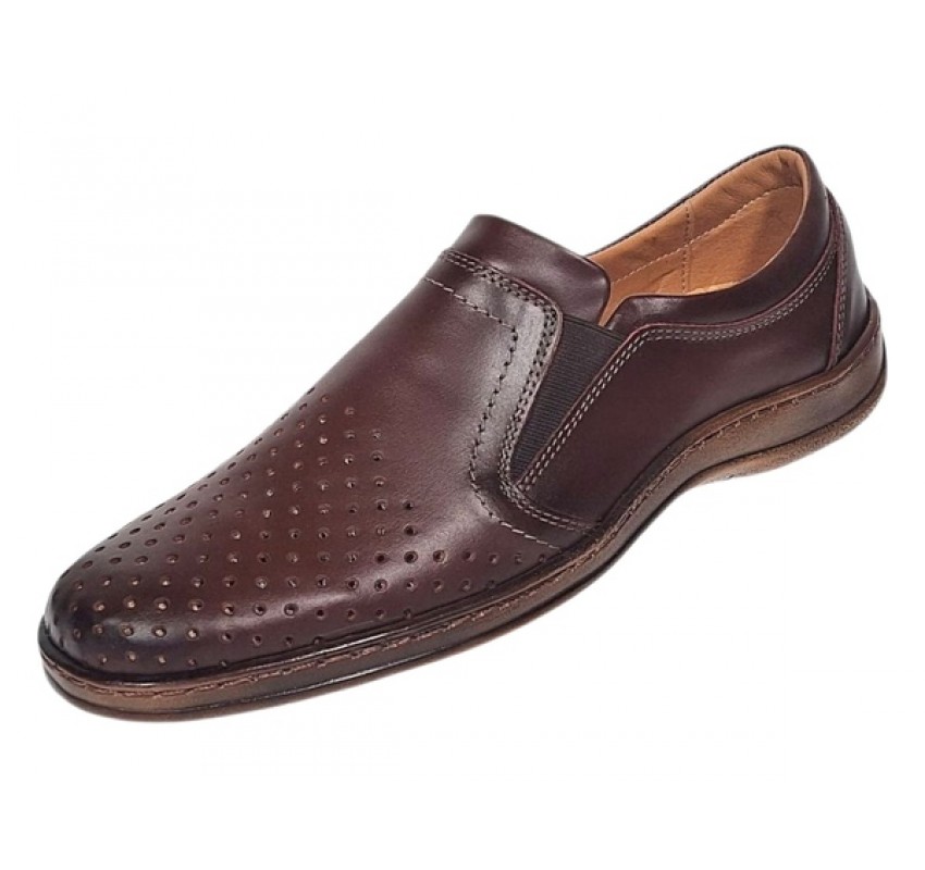 Pantofi barbati casual perforati din piele naturala Maro - GKR03M