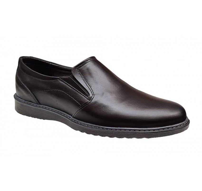 Pantofi barbati, casual, piele naturala, Negru - GKR04N