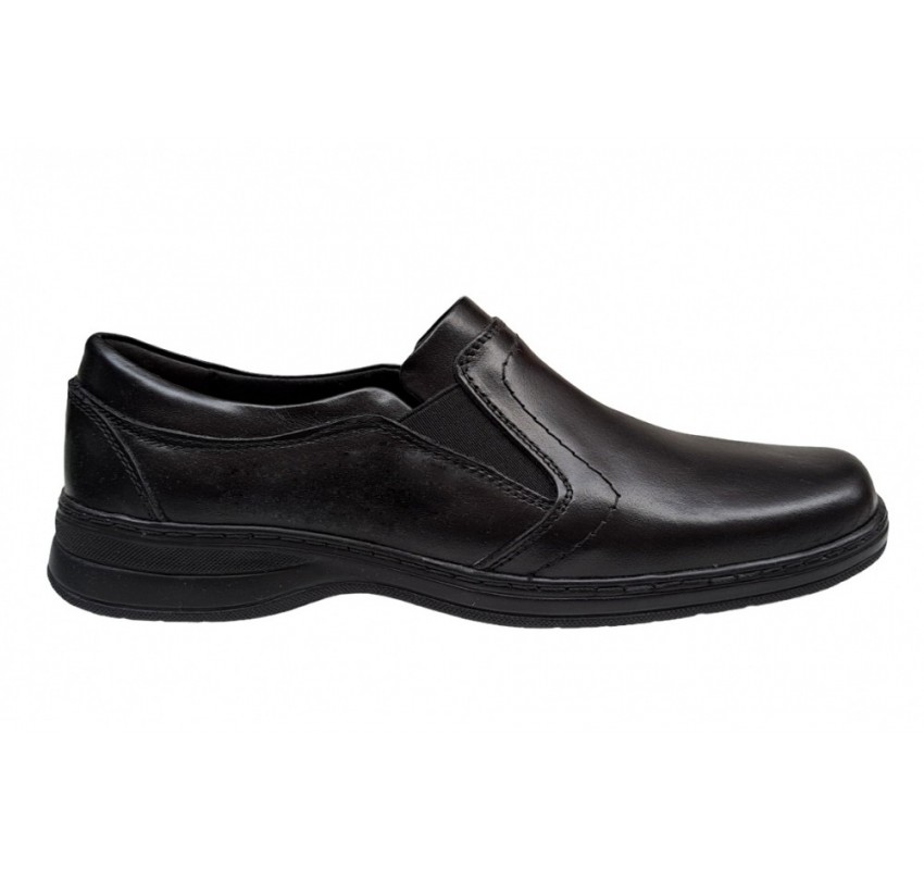 Pantofi barbati casual din piele naturala, cu elastic, marimi pana la 47, pe calapod lat - GKR08N