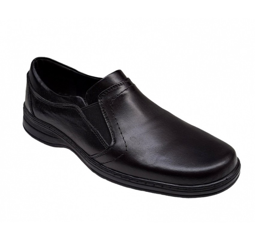 Pantofi barbati casual din piele naturala, cu elastic, marimi pana la 47, pe calapod lat - GKR08N