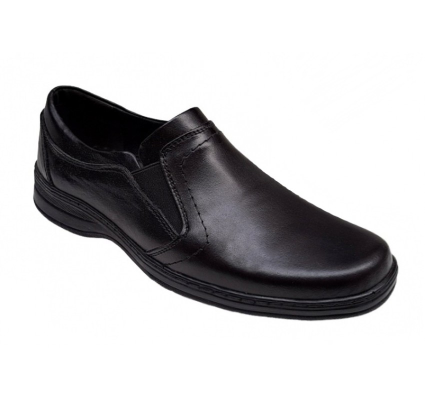 Pantofi barbati casual din piele naturala, cu elastic, marimi 39 la 47, pe calapod lat GKR08N