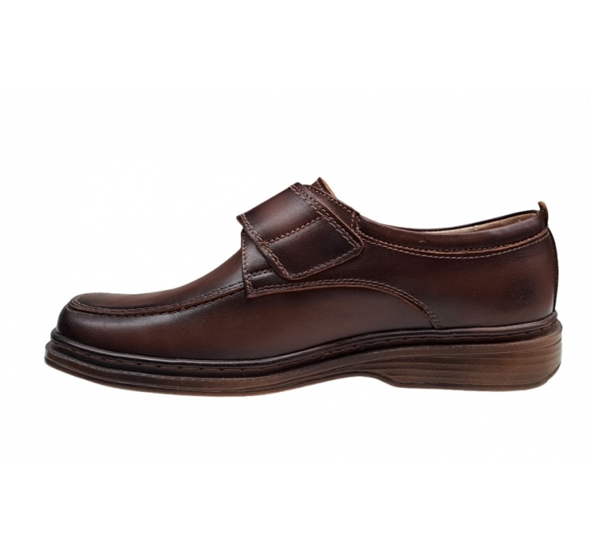 Pantofi barbati casual din piele naturala, cu arici, calapod lat, Maro, GKR09M