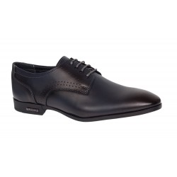 Pantofi barbati bleumarin din piele naturala, eleganti, cu siret si perforatii decorative GKR101BL