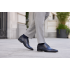 Pantofi barbati bleumarin din piele naturala, eleganti, cu siret si perforatii decorative GKR101BL