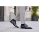 Pantofi barbati bleumarin din piele naturala, eleganti, cu siret si perforatii decorative GKR101BL