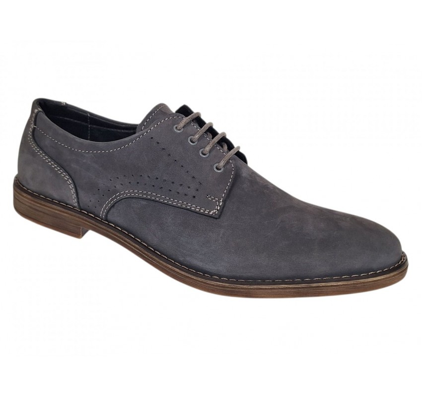 Pantofi barbati gri din piele naturala intoarsa – Stil casual elegant GKR103GRIV