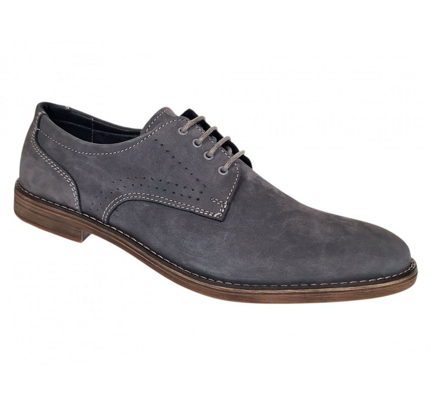 Pantofi barbati gri din piele naturala intoarsa – Stil casual elegant GKR103GRIV