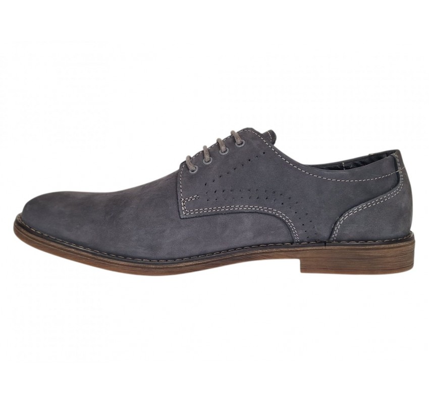 Pantofi barbati gri din piele naturala intoarsa – Stil casual elegant GKR103GRIV