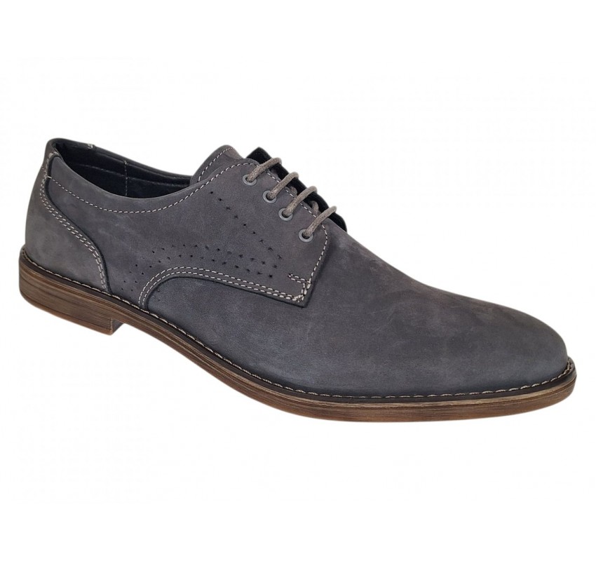 Pantofi barbati gri din piele naturala intoarsa – Stil casual elegant GKR103GRIV