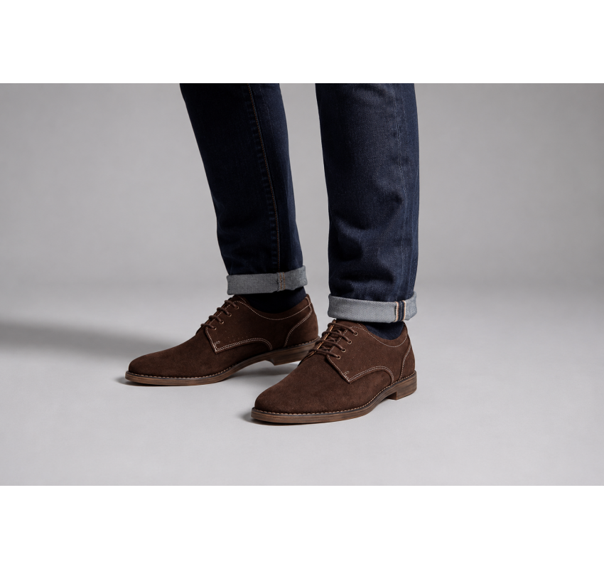 Pantofi barbati casual din piele naturala intoarsa maro GKR103MVEL