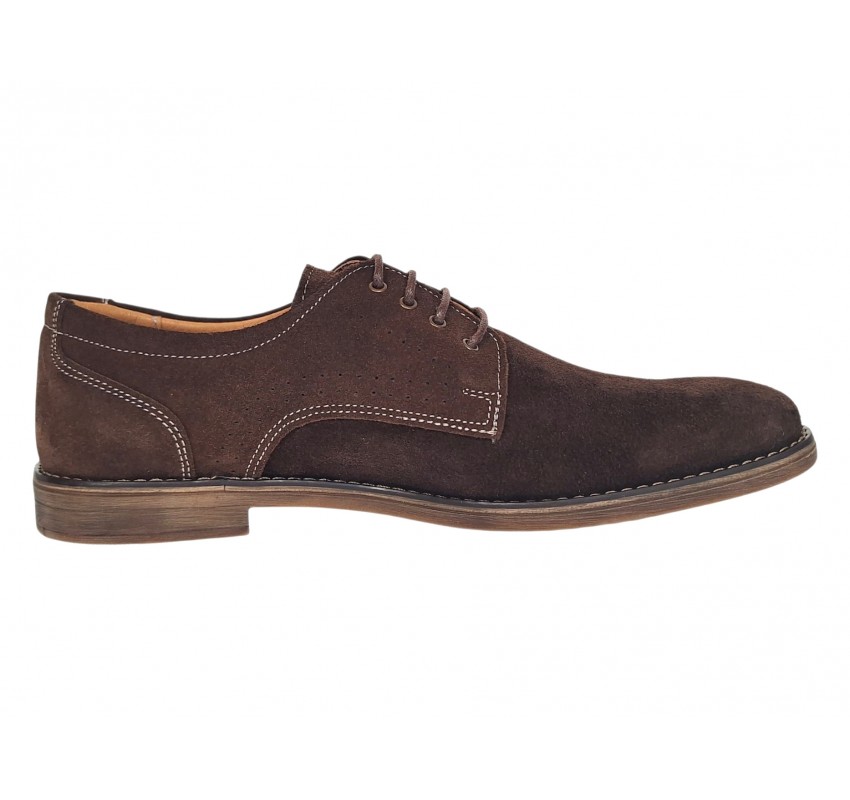 Pantofi barbati casual din piele naturala intoarsa maro GKR103MVEL