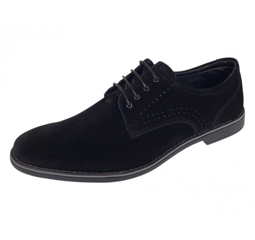 Pantofi barbati negri din piele naturala intoarsa GKR103NVEL