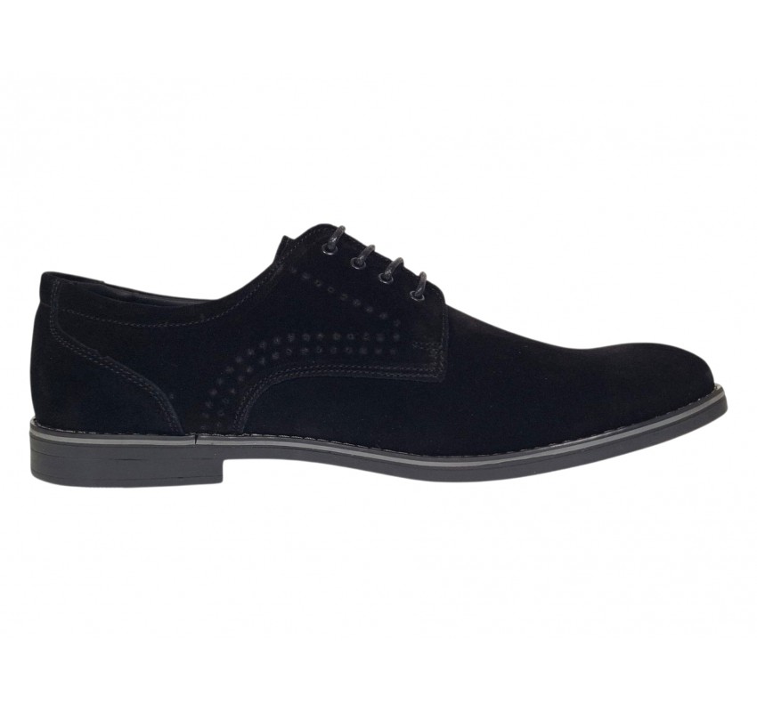 Pantofi barbati negri din piele naturala intoarsa GKR103NVEL