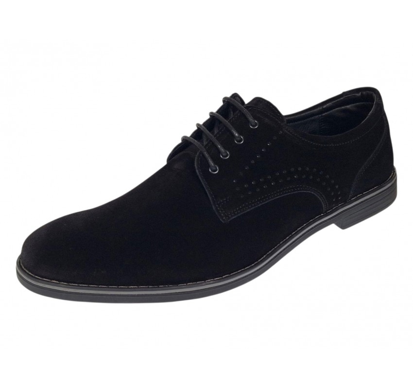 Pantofi barbati negri din piele naturala intoarsa GKR103NVEL