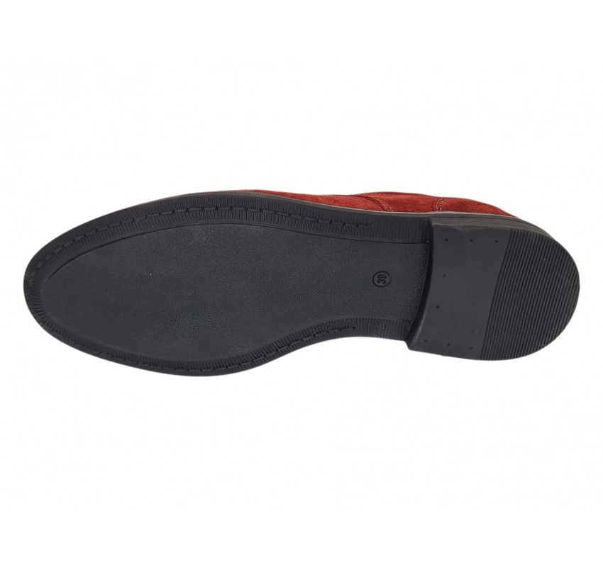 Pantofi barbati rosii smart casual din piele naturala intoarsa GKR103RVEL