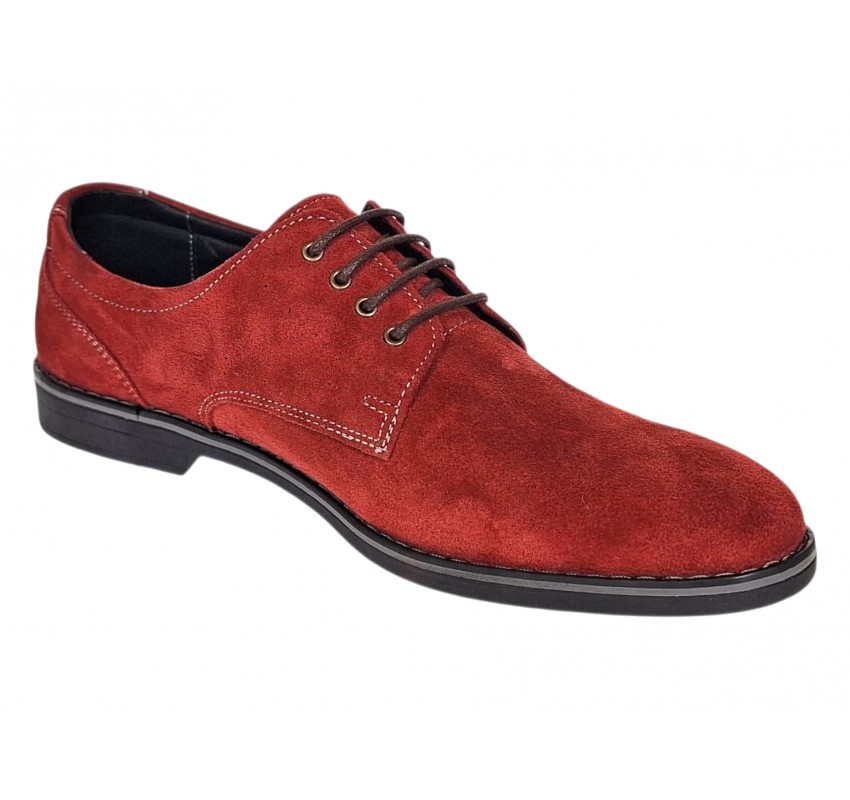 Pantofi barbati rosii smart casual din piele naturala intoarsa GKR103RVEL