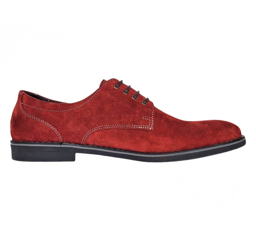 Pantofi barbati rosii smart casual din piele naturala intoarsa Carlos GKR103RVEL