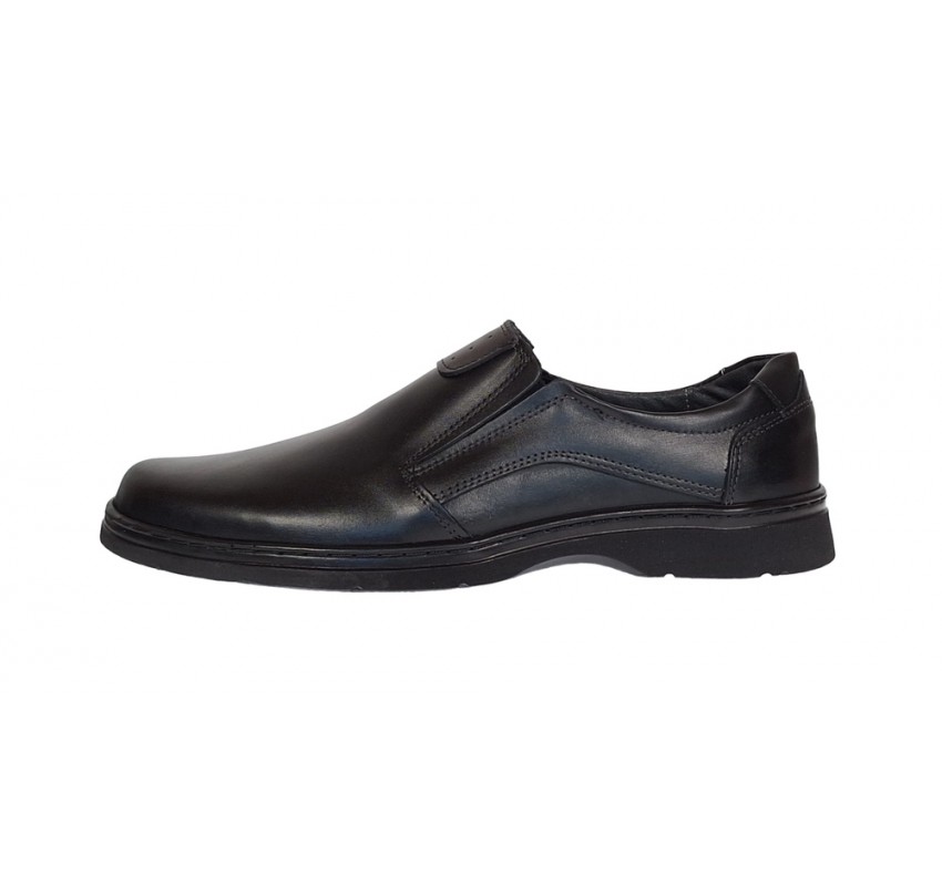 Pantofi barbati casual din piele naturala pe calapod lat cu elastic GKR104N