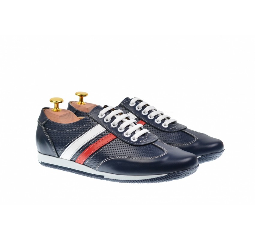 Pantofi barbati sport din piele naturala bleumarin 1055BLM