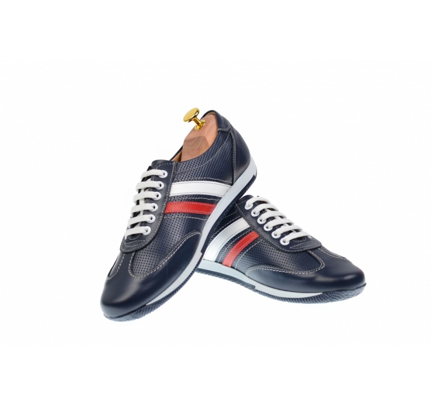 Pantofi barbati sport din piele naturala bleumarin 1055BLM