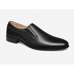 Pantofi barbati negri eleganti din piele naturala fara sireturi - GKR109NN
