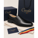 Pantofi barbati negri eleganti din piele naturala fara sireturi - GKR109NN