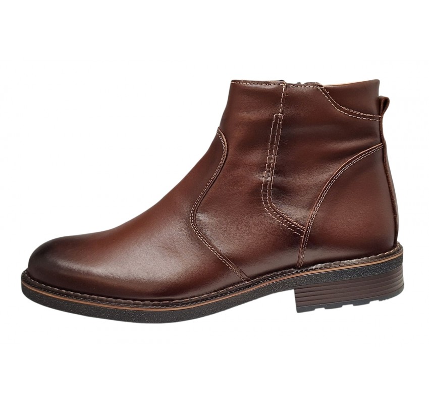 Ghete barbati casual din piele naturala cu fermoar imblanite GKR115M