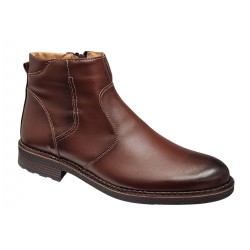 Ghete barbati casual din piele naturala cu fermoar imblanite GKR115M