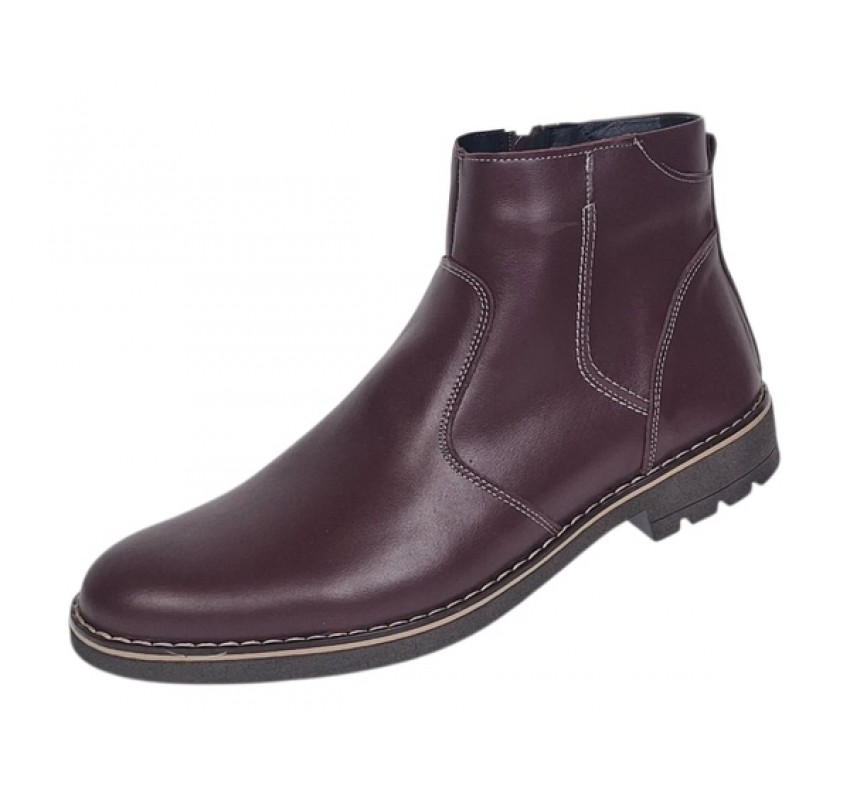 Ghete barbati casual din piele naturala cu fermoar imblanite GKR115VIS