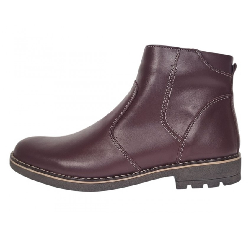 Ghete barbati casual din piele naturala cu fermoar imblanite GKR115VIS