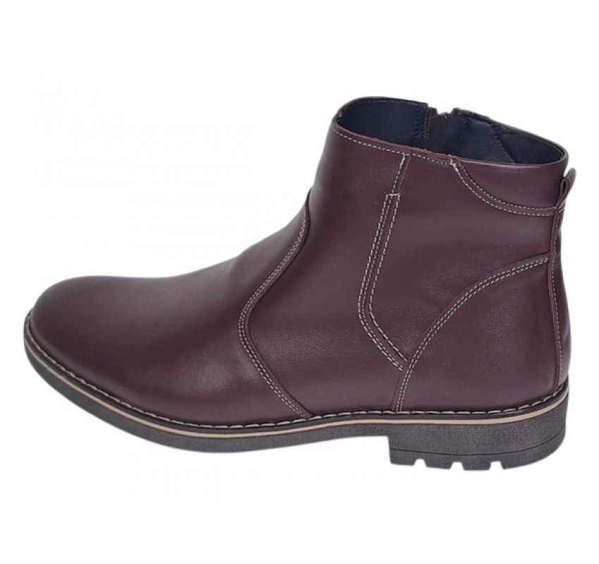 Ghete barbati casual din piele naturala cu fermoar imblanite GKR115VIS