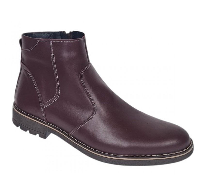 Ghete barbati casual din piele naturala cu fermoar imblanite GKR115VIS