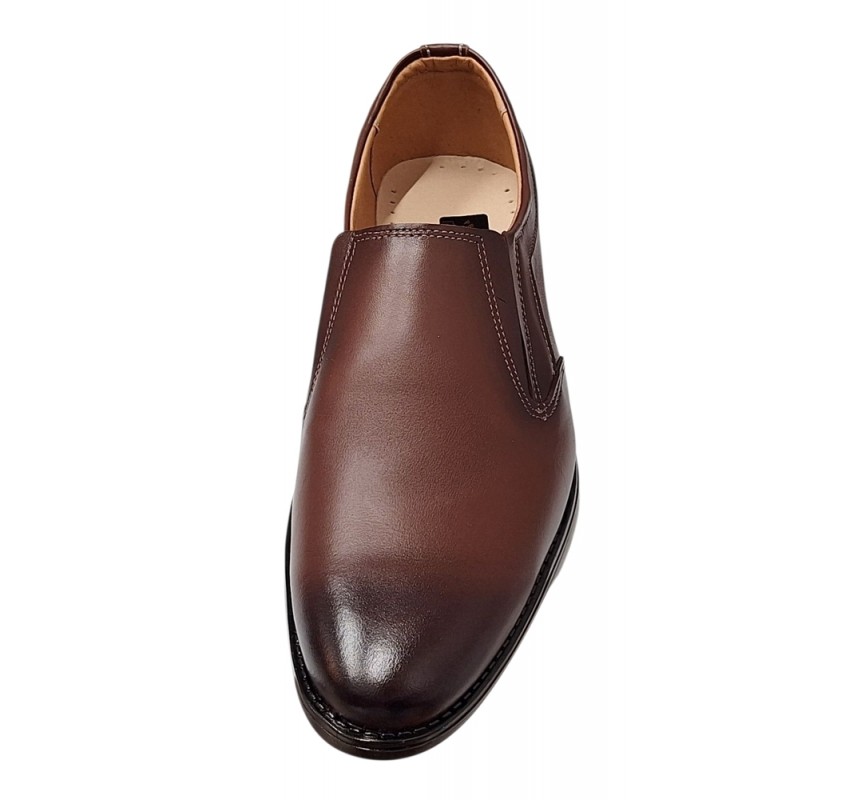 Pantofi barbati eleganti din piele naturala maro fara siret - GKR117ELM