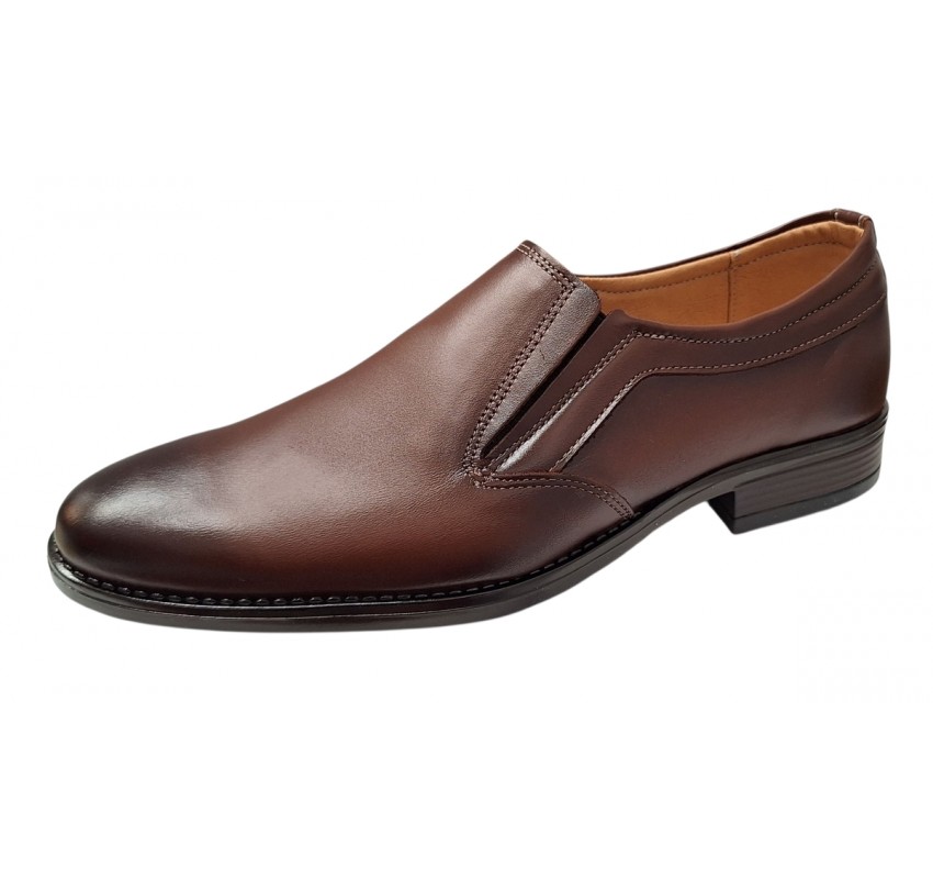 Pantofi barbati eleganti din piele naturala maro fara siret - GKR117ELM