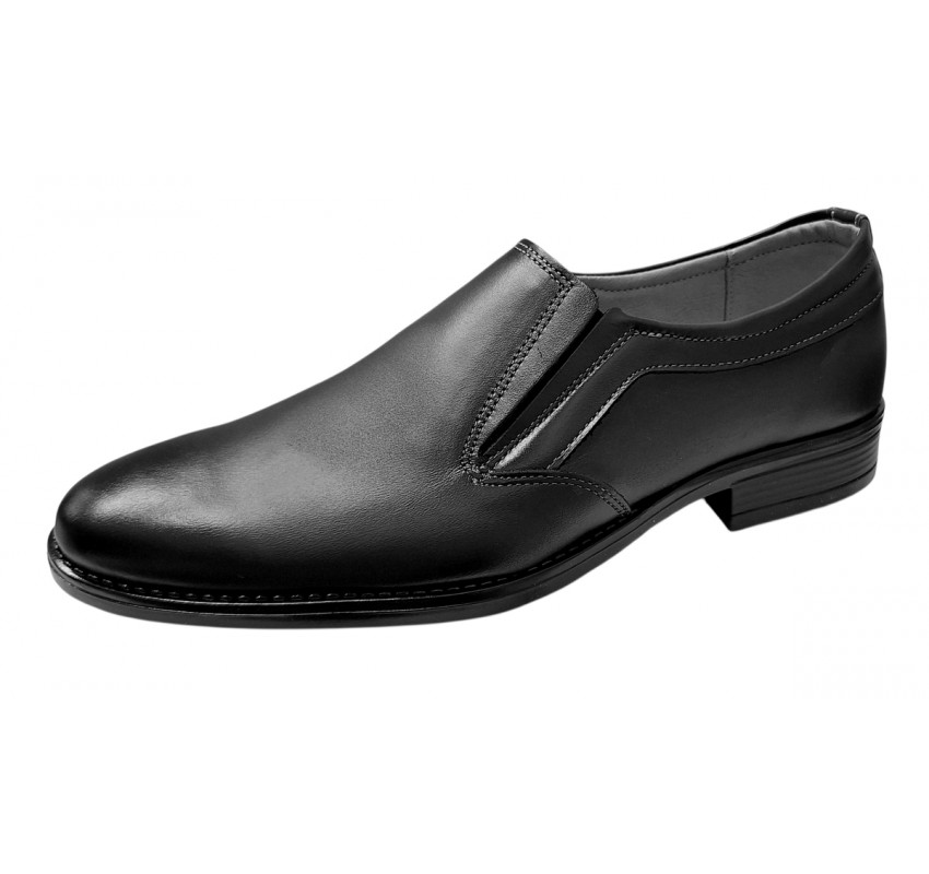 Pantofi barbati eleganti din piele naturala negru fara siret - GKR117ELN