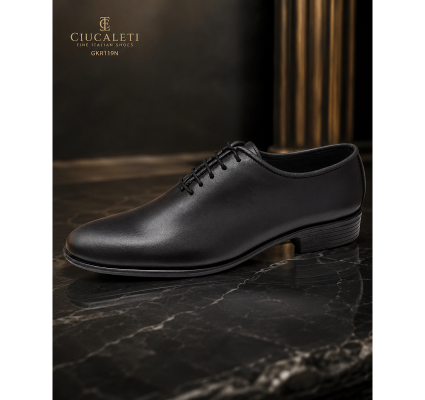 Pantofi barbati eleganti din piele naturala de culoare neagra GKR119N