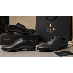 Pantofi barbati eleganti din piele naturala de culoare neagra GKR119N