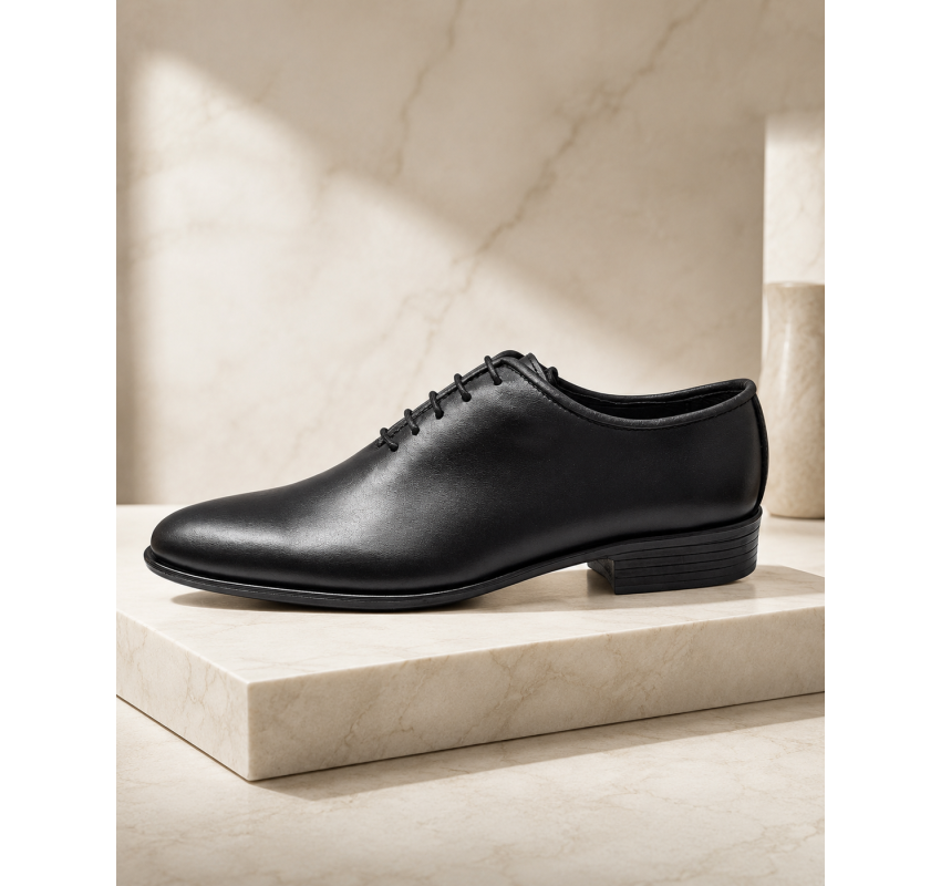 Pantofi barbati eleganti din piele naturala de culoare neagra GKR119N