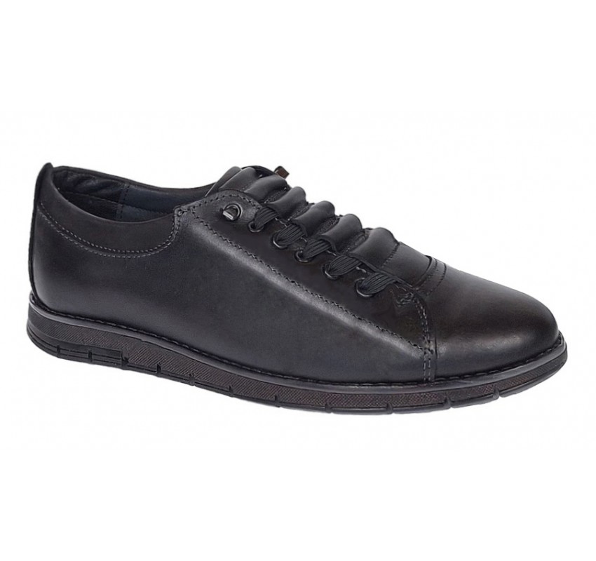 Pantofi barbati casual piele naturala de culoare neagra GKR120N