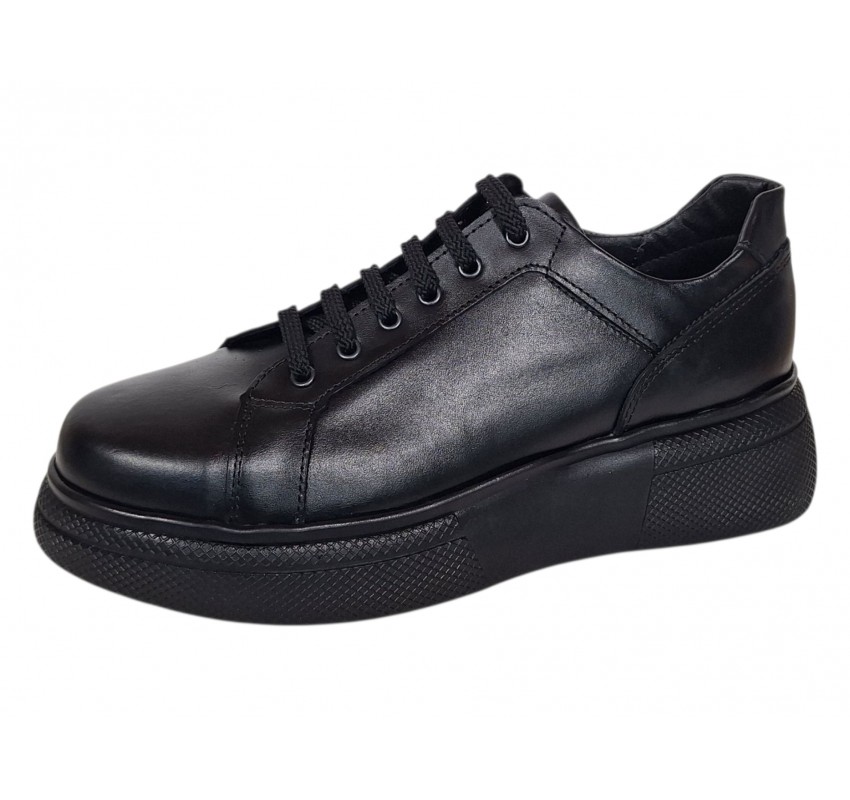 Pantofi dama Sport Casual din piele naturala de culoare neagra GKR121NS